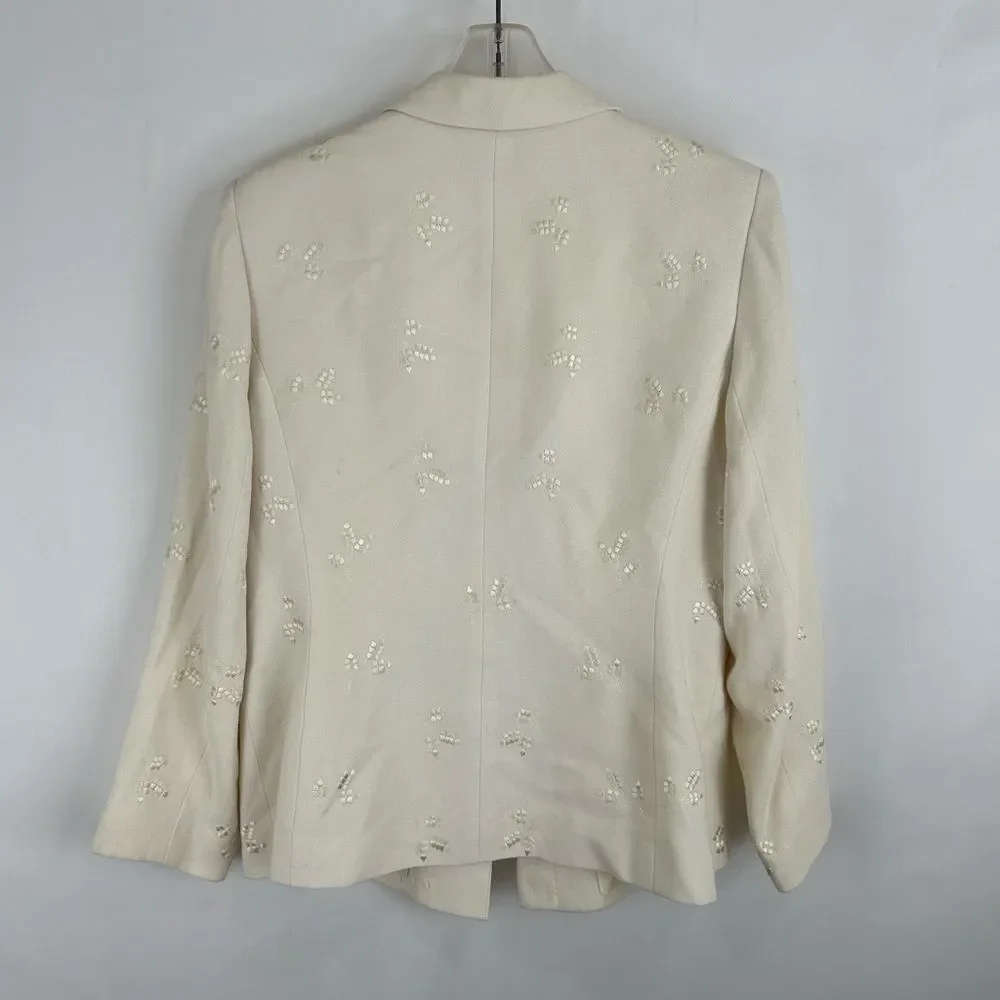 Vintage Kasper White Blazer with Floral Embroidery - Picture 6 of 8